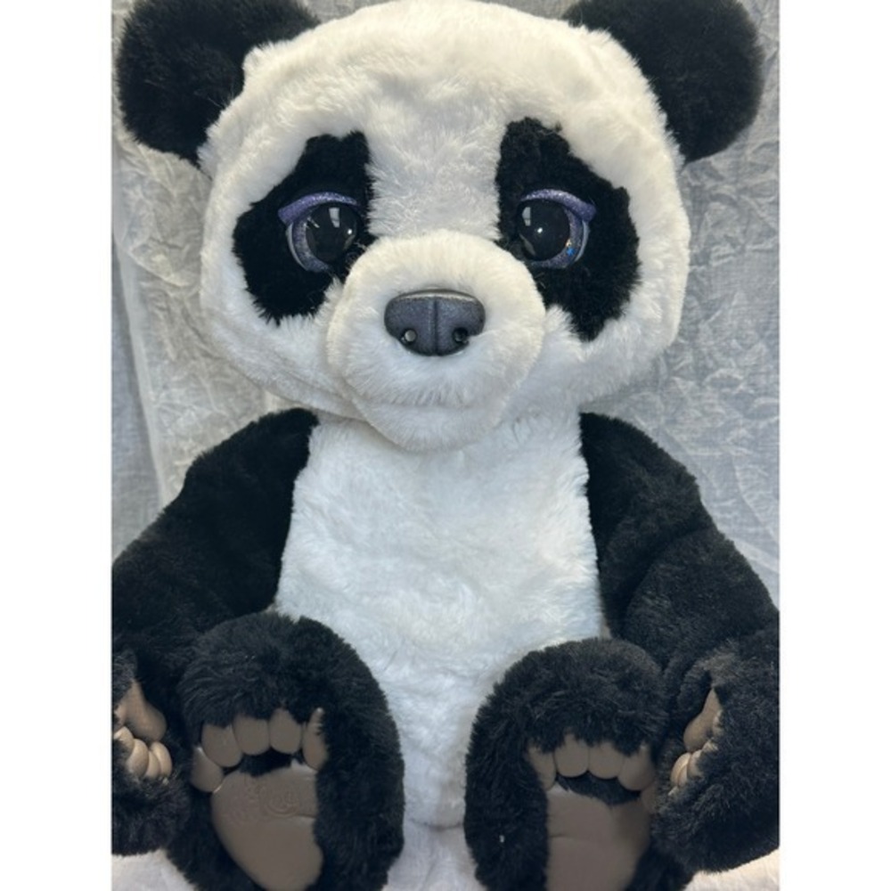 FurReal Friends Plum the Curious Panda Bear Interactive Plush Hasbro Black White